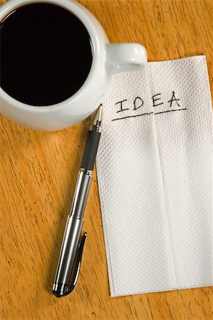 A napkin idea with coffee cup and a pen Photographie de stock - Aubaine LD & Abonnement, Code: 400-03931076