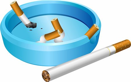 A vector illustration of an ashtray with cigarette butts Stock Photo - Budget Royalty-Free & Subscription, Code: 400-03931257