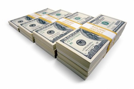 simsearch:640-02767744,k - Stacks of Hundred Dollar Bills on a white background. Foto de stock - Super Valor sin royalties y Suscripción, Código: 400-03931384