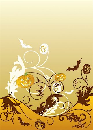 simsearch:400-03914561,k - Halloween background with bats and pumpkin, vector illustration Stock Photo - Budget Royalty-Free & Subscription, Code: 400-03932305