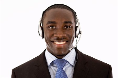 This is an image of a man with a microphone headset on. This image can be used for telecommunication and service themes. Stock Photo - Budget Royalty-Free & Subscription, Code: 400-03932348