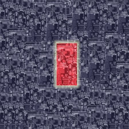 simsearch:400-07932763,k - one red circuit board superimposed on a group of circuit boards below Stockbilder - Microstock & Abonnement, Bildnummer: 400-03932475