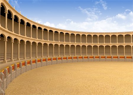 round amphitheatre - Ancient coliseum corrida arena empty 3d model Stock Photo - Budget Royalty-Free & Subscription, Code: 400-03932543