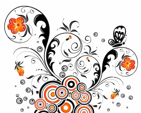 filigree drawings - Abstract floral chaos with butterfly, element for design, vector illustration Stock Photo - Budget Royalty-Free & Subscription, Code: 400-03932663