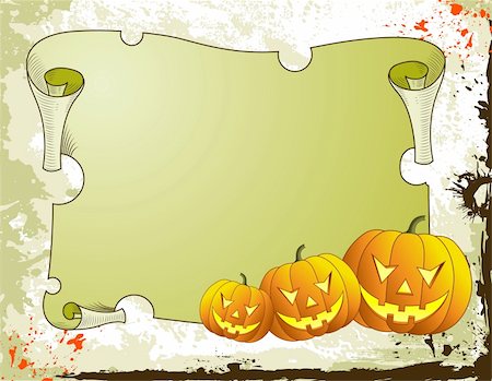 filigree drawings - Halloween background with pumpkin and parchment, vector illustration Stock Photo - Budget Royalty-Free & Subscription, Code: 400-03932670