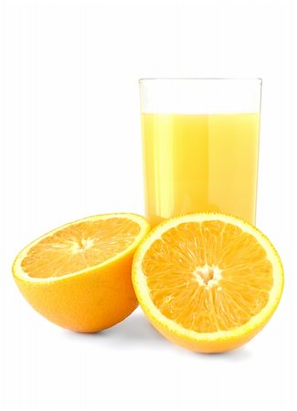 simsearch:652-03803027,k - glass of fresh orange juice set against white with two halves of orange Stock Photo - Budget Royalty-Free & Subscription, Code: 400-03932690