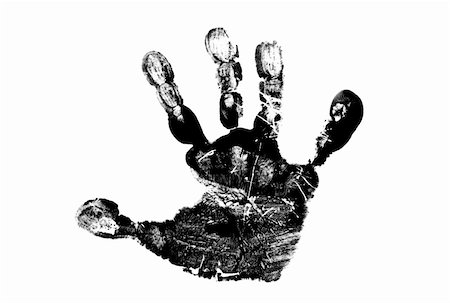 Child's handprint in Black Isolated on White Background Stock Photo - Budget Royalty-Free & Subscription, Code: 400-03933095