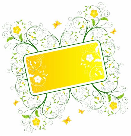 Abstract floral frame with butterflies, element for design, vector illustration Stock Photo - Budget Royalty-Free & Subscription, Code: 400-03933175