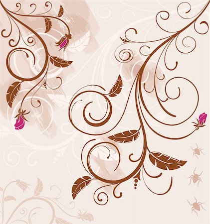 simsearch:400-03927320,k - Grunge paint floral background with bug, element for design, vector illustration Photographie de stock - Aubaine LD & Abonnement, Code: 400-03933217