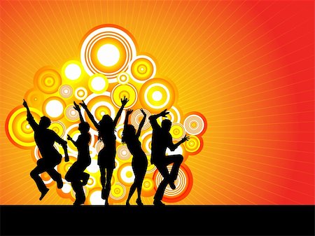 Silhouettes of people dancing Stock Photo - Budget Royalty-Free & Subscription, Code: 400-03933349
