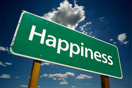 simsearch:400-04691775,k - "Happiness" Road Sign and dramatic clouds and sky. Stockbilder - Microstock & Abonnement, Bildnummer: 400-03933370