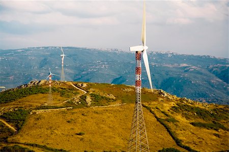 simsearch:400-04923868,k - environmental conservation: wind turbines against the sunset Foto de stock - Royalty-Free Super Valor e Assinatura, Número: 400-03933404