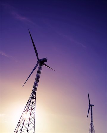 simsearch:400-04923868,k - environmental conservation: wind turbines against the sunset Foto de stock - Royalty-Free Super Valor e Assinatura, Número: 400-03933406