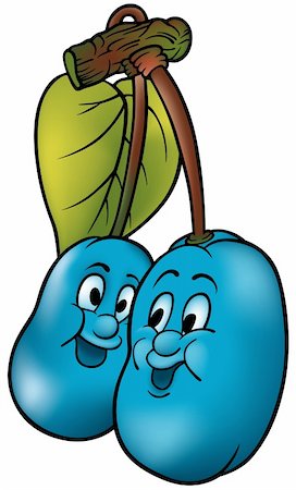 simsearch:695-05771097,k - Two Blue Plums - High detailed and coloured cartoon vector illustration Photographie de stock - Aubaine LD & Abonnement, Code: 400-03933708