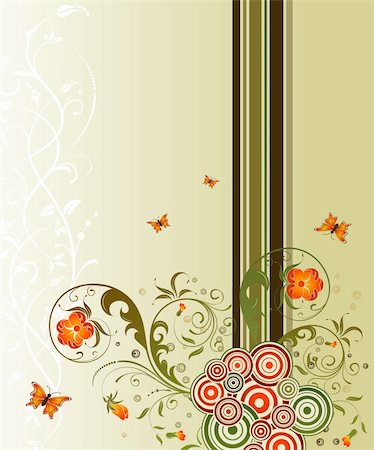 Flower background with butterfly, element for design, vector illustration Stock Photo - Budget Royalty-Free & Subscription, Code: 400-03933983