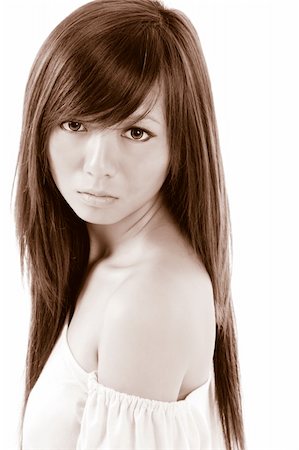 simsearch:614-06897933,k - Japanese female teenager with beautiful eyes in light top Foto de stock - Royalty-Free Super Valor e Assinatura, Número: 400-03944141