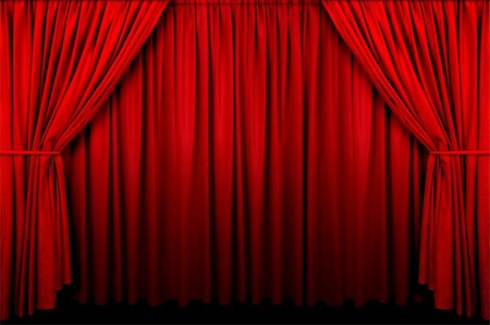 Large red curtain with spot light and fading into dark. Stock Photo - Budget Royalty-Free & Subscription, Code: 400-03944199