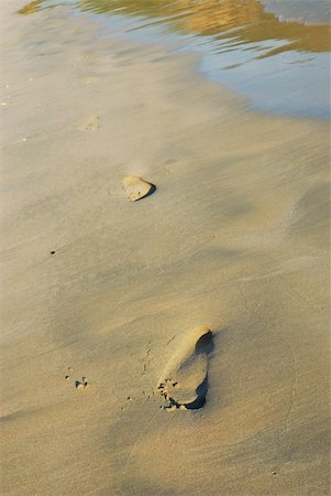 simsearch:400-04034980,k - Footprints in the beach sand Foto de stock - Royalty-Free Super Valor e Assinatura, Número: 400-03944268