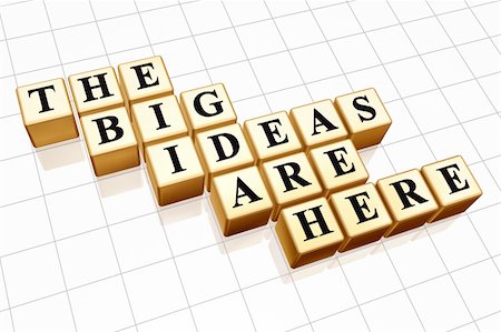 simsearch:6109-06685011,k - 3d golden boxes with black letters with text - the big ideas are here Stock Photo - Budget Royalty-Free & Subscription, Code: 400-03945378