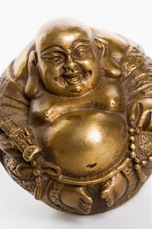 simsearch:400-03944899,k - Happy laughing Buddha brass figurine on white background. Stock Photo - Budget Royalty-Free & Subscription, Code: 400-03945394