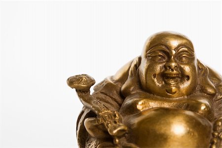 simsearch:400-03944899,k - Happy laughing Buddha brass figurine on white background. Stock Photo - Budget Royalty-Free & Subscription, Code: 400-03945395