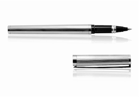 shivanetua (artist) - Stylish metallic pen on insulated white background Fotografie stock - Microstock e Abbonamento, Codice: 400-03945616