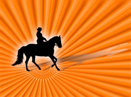 simsearch:400-03955794,k - Horse and woman silhouette riding on the orange background Foto de stock - Super Valor sin royalties y Suscripción, Código: 400-03947632