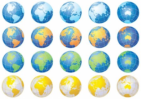 simsearch:400-03917051,k - vector illustration - Set from 25 isolated multi-coloured globes Stock Photo - Budget Royalty-Free & Subscription, Code: 400-03947646