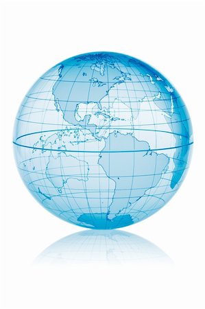 simsearch:400-08048154,k - Blue globe isolated on white background with reflection Photographie de stock - Aubaine LD & Abonnement, Code: 400-03947974