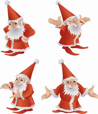 simsearch:400-04774270,k - An illustration of a very cool cute Father Christmas in four different poses Stock Photo - Budget Royalty-Free & Subscription, Code: 400-03948102