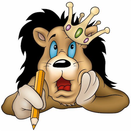 simsearch:690-06188906,k - Lion with pencil  - Highly detailed cartoon illustration as vector image Photographie de stock - Aubaine LD & Abonnement, Code: 400-03948493