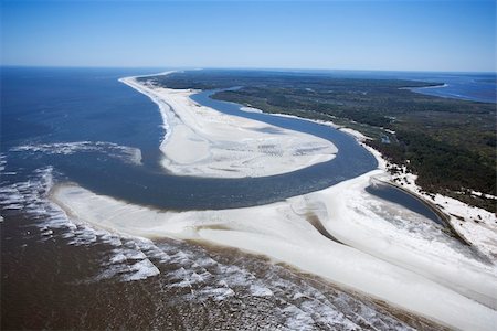 Aerial of coast at Cumberland Island National Seashore, Georgia. Stockbilder - Microstock & Abonnement, Bildnummer: 400-03948602