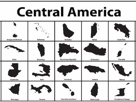 Vector silhouettes of Central America countries. Stock Photo - Budget Royalty-Free & Subscription, Code: 400-03948765