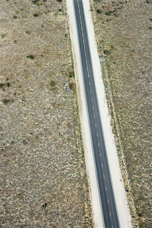 simsearch:400-03948660,k - Aerial of rural highway through Mojave, California, USA. Stock Photo - Budget Royalty-Free & Subscription, Code: 400-03948792