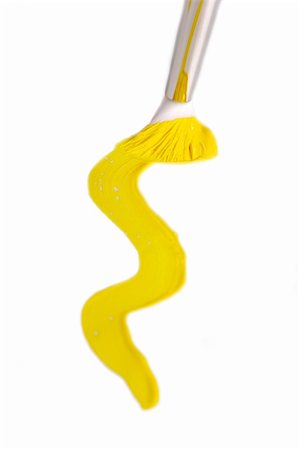 fine arts - Yellow Paint stroke isolated on white background Stock Photo - Budget Royalty-Free & Subscription, Code: 400-03949578