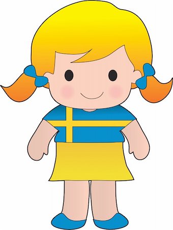 Little girl in a shirt with the Swedish flag on it Stock Photo - Budget Royalty-Free & Subscription, Code: 400-03949641