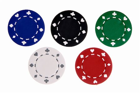 simsearch:400-04672615,k - Five gambling chips each different color Stock Photo - Budget Royalty-Free & Subscription, Code: 400-03949909
