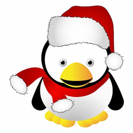 santa claus on the chimney - Penguin with santas cap isolated over white background Stock Photo - Budget Royalty-Free & Subscription, Code: 400-03940136