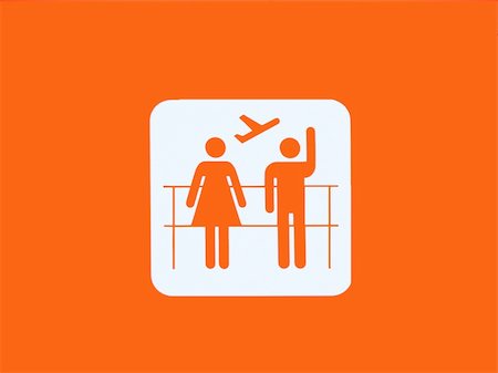 Orange departing flights sign with people Stock Photo - Budget Royalty-Free & Subscription, Code: 400-03940423