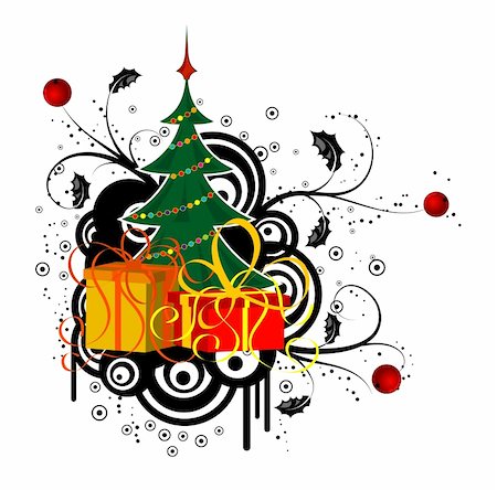 simsearch:400-03965193,k - Abstract christmas background with christmas tree and gift, element for design, vector illustration Stock Photo - Budget Royalty-Free & Subscription, Code: 400-03940548