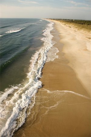 Aerial view of waves crashing on beach on Bald Head Island, North Carolina. Stock Photo - Budget Royalty-Free & Subscription, Code: 400-03940569