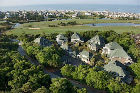 simsearch:400-03940561,k - Aerial view of residential community on Bald Head Island, North Carolina. Photographie de stock - Aubaine LD & Abonnement, Code: 400-03940577