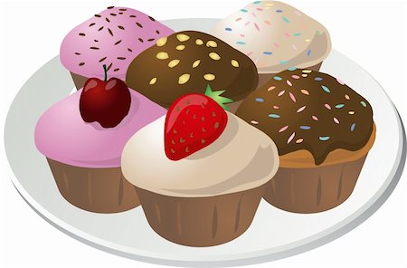 simsearch:614-03903060,k - Various cupcakes arranged on a plate isometric illustration Photographie de stock - Aubaine LD & Abonnement, Code: 400-03941075