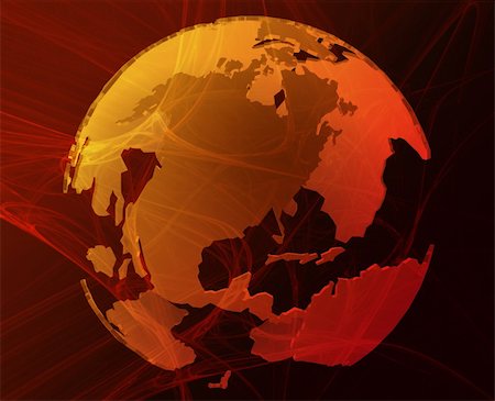 simsearch:700-03601451,k - Data transfer over a 3d globe of the world America orange Stock Photo - Budget Royalty-Free & Subscription, Code: 400-03941109