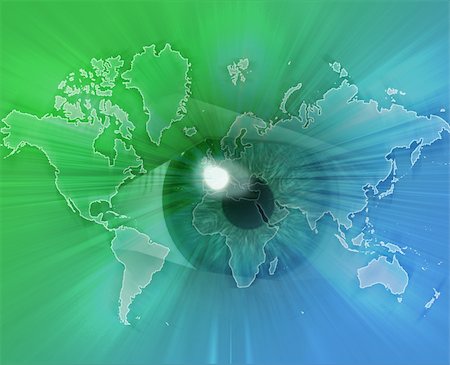 simsearch:400-03941064,k - Digital collage of an eye over a map of the world green Fotografie stock - Microstock e Abbonamento, Codice: 400-03941128