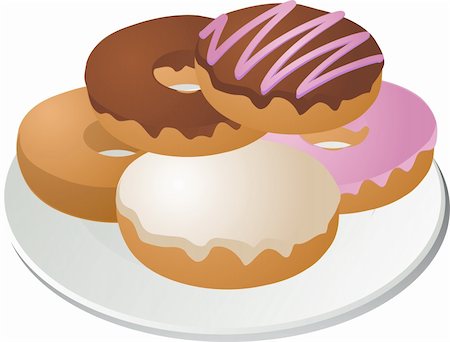 donut hole - Various donuts arranged on a plate isometric illustration Stock Photo - Budget Royalty-Free & Subscription, Code: 400-03941146