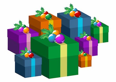 simsearch:400-03955875,k - Christmas gift boxes isolated over white background Stockbilder - Microstock & Abonnement, Bildnummer: 400-03941363