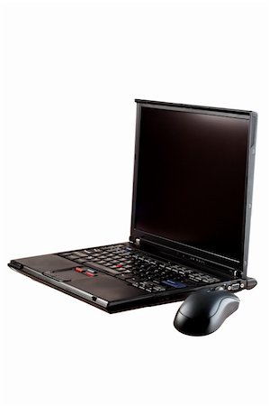 isolated black open laptop computer Stock Photo - Budget Royalty-Free & Subscription, Code: 400-03941669