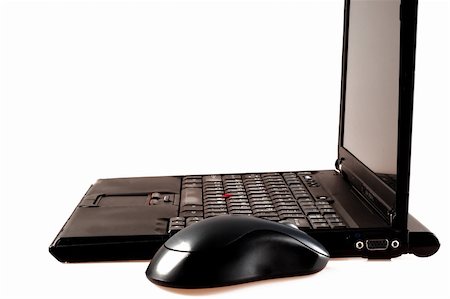 isolated black open laptop computer Stock Photo - Budget Royalty-Free & Subscription, Code: 400-03941671