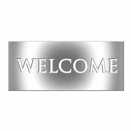 simsearch:400-03941756,k - 3D Silver Welcome Sign Foto de stock - Super Valor sin royalties y Suscripción, Código: 400-03941742